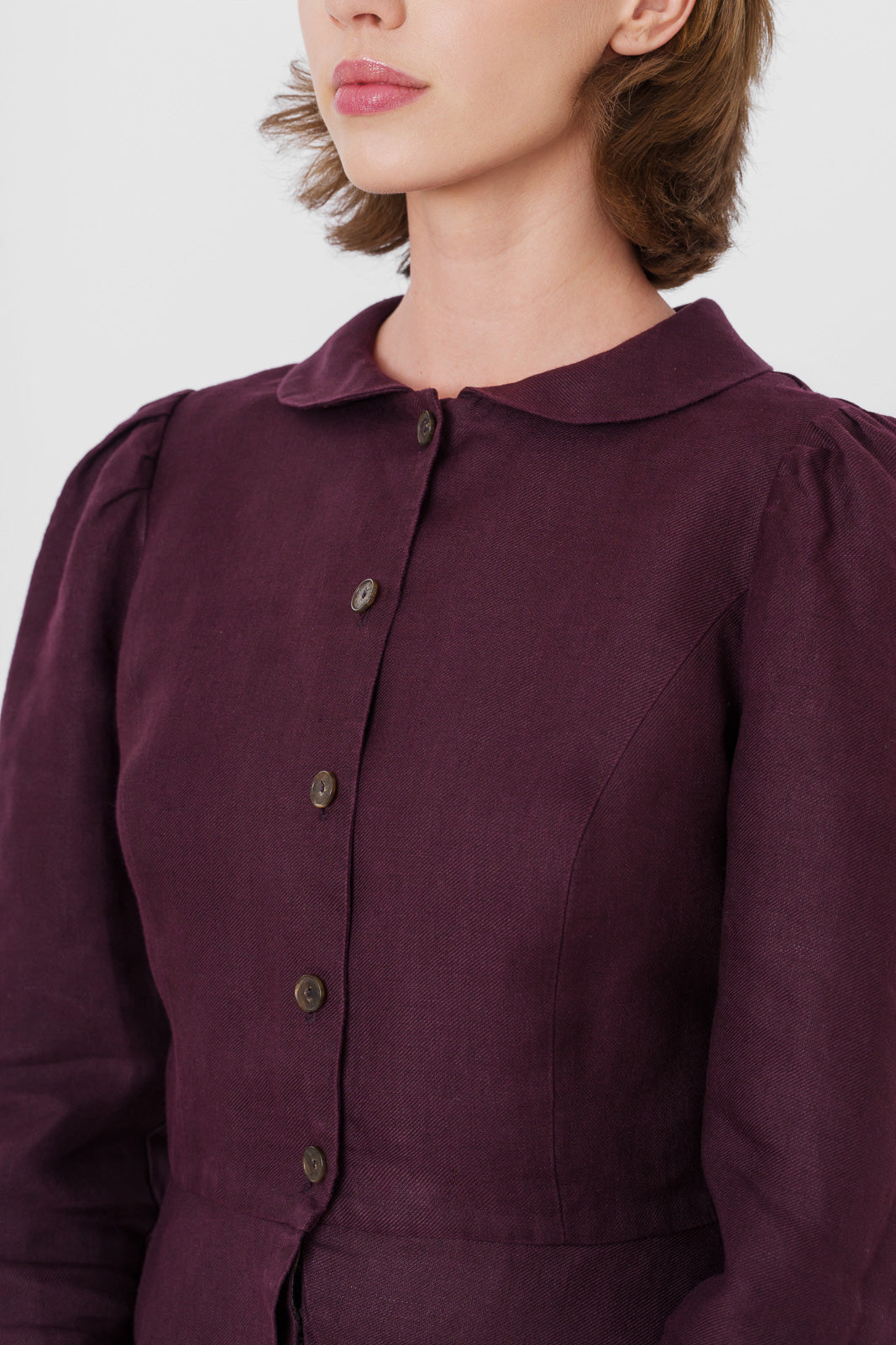 Elizabeth Jacket, Long Sleeve, Twill Linen, Royal Grape#color_royal-grape