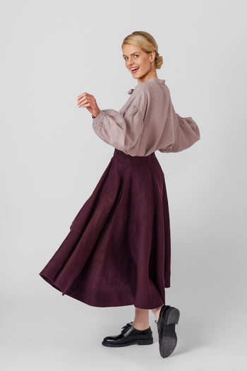 Classic Skirt, Twill Linen, Royal Grape#color_royal-grape