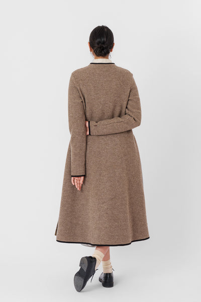 Double Slit Dress, Wool, Beige Brown#color_beige-brown