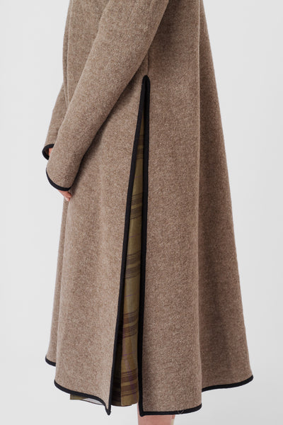 Double Slit Dress, Wool, Beige Brown#color_beige-brown