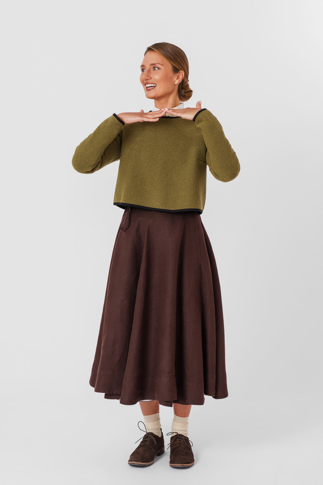 Crop Sweater, Wool, Moss Green#color_moss-green