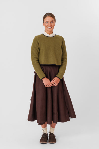 Crop Sweater, Wool, Moss Green#color_moss-green