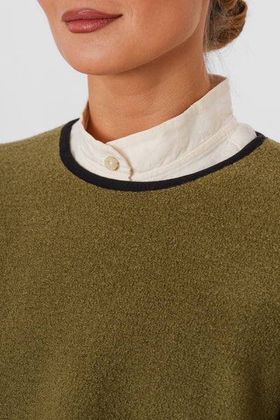 Crop Sweater, Wool, Moss Green#color_moss-green