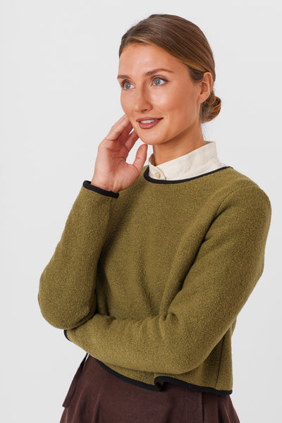 Crop Sweater, Wool, Moss Green#color_moss-green