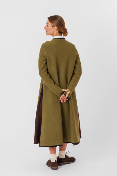 Double Slit Dress, Wool, Moss Green