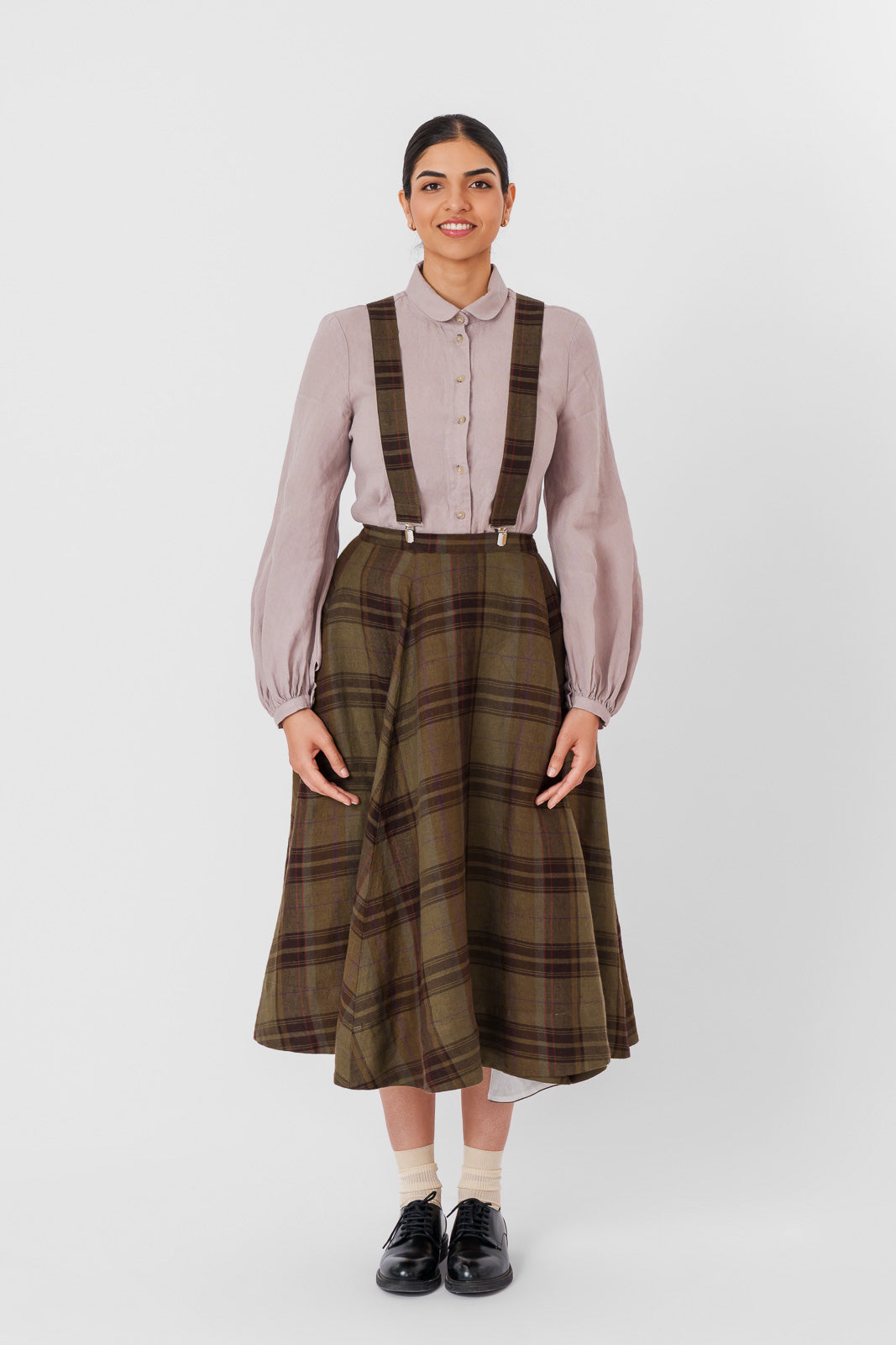 Suspenders, Twill Linen, Oak Tartan