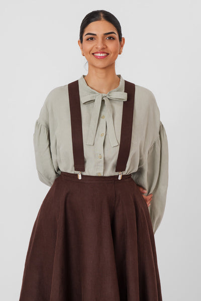 Suspenders, Twill Linen, Espresso Brown