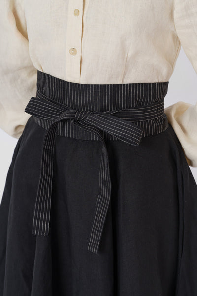 Ribbon Belt, Black Pinstripe