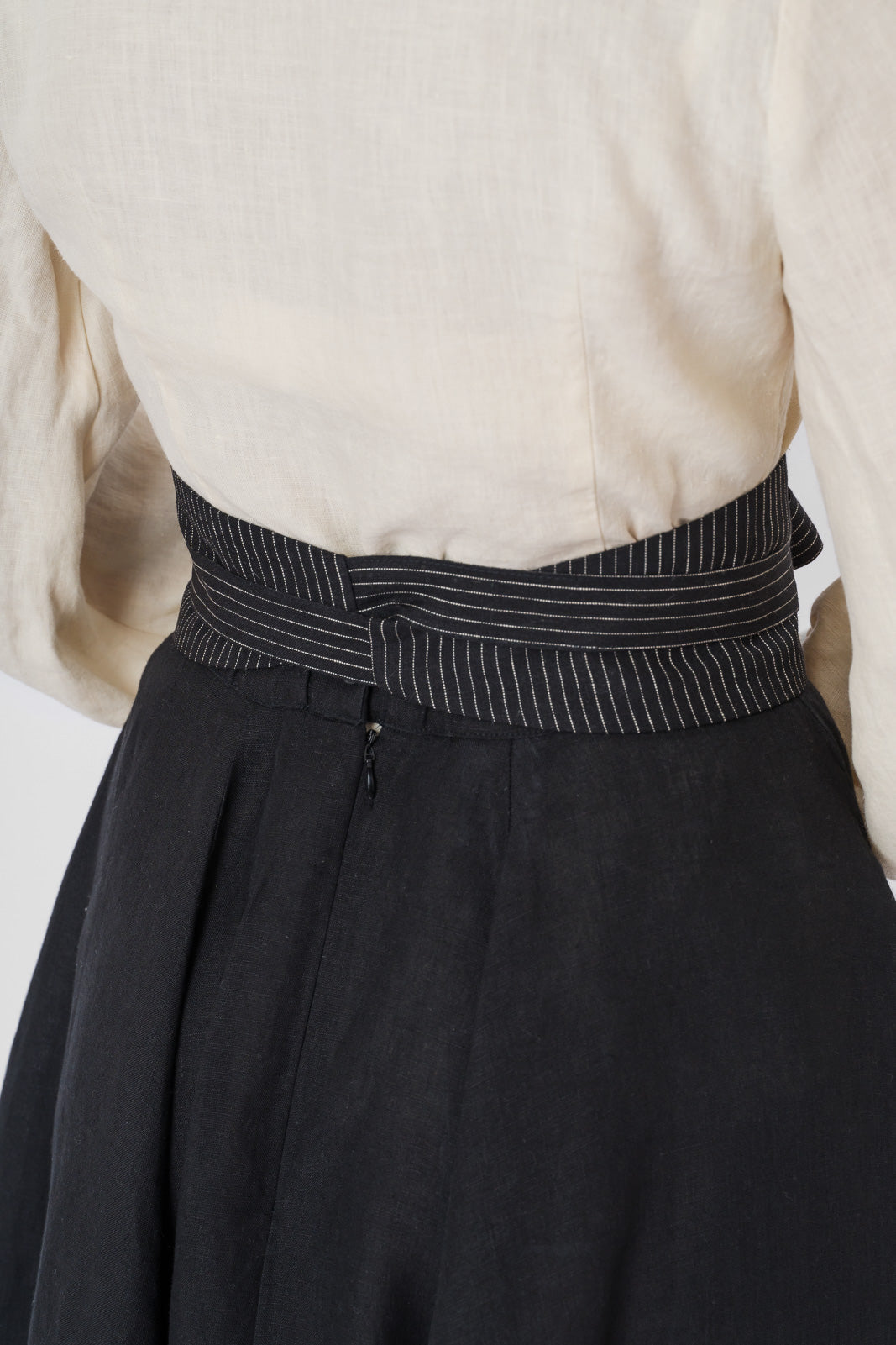 Ribbon Belt, Black Pinstripe