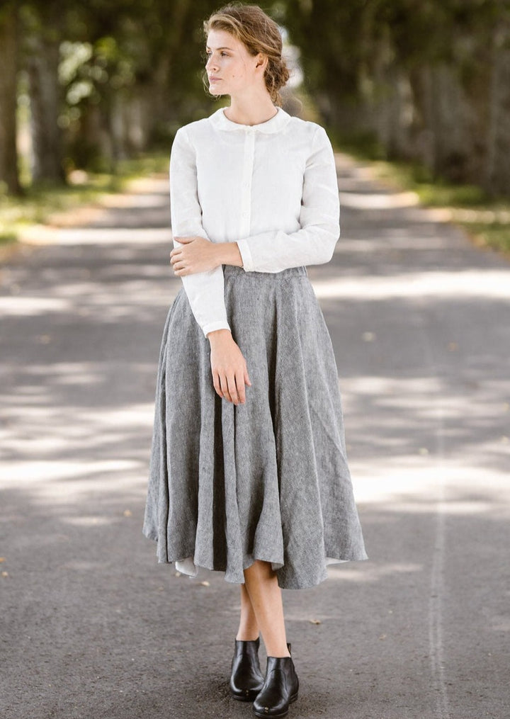 Gray linen skirt best sale