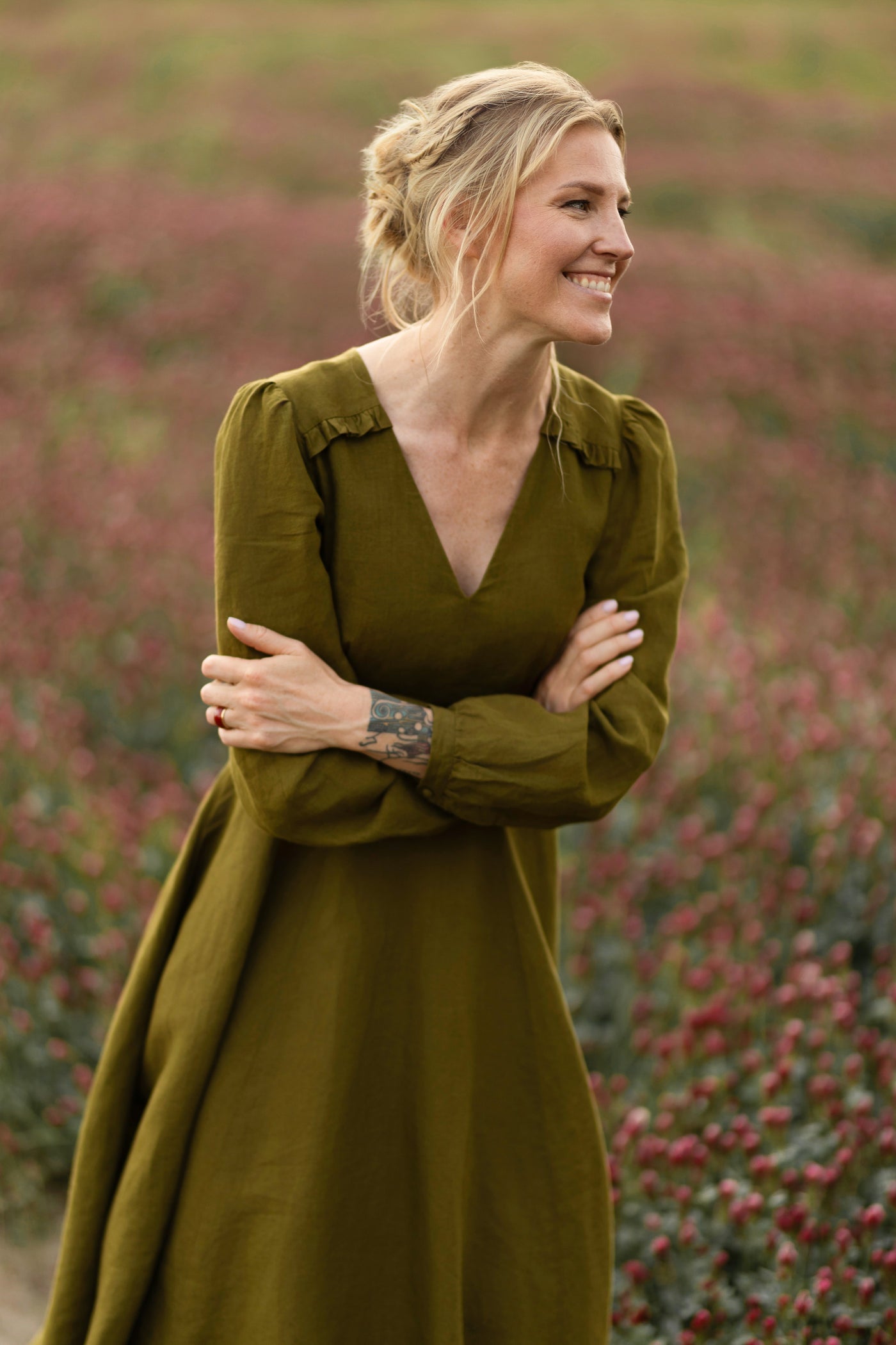 Bridget Dress, Long Sleeve, Rosemary Green