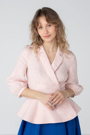 Wrap Gaia Shirt, 3/4 Sleeve, Pink Blush  #color_pink-blush