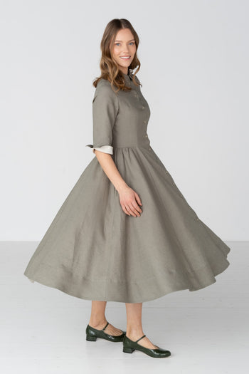 Malva Dress, 3/4 Sleeve, Sage #color_sage