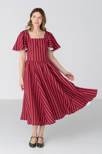 Nora – Square Neck Linen Dress with Butterfly Sleeves
