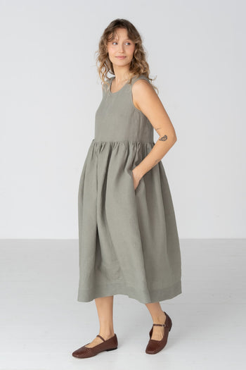 Smock Dress, Sleeveless, Vetiver #color_vetiver