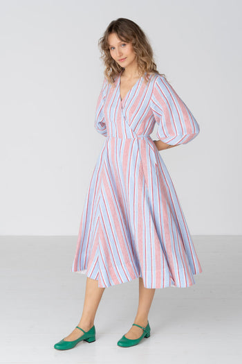 Wrap Gaia Dress, 3/4 Sleeve, French Riviera
#color_french-riviera
