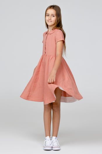 Mini Me Classic Dress, Short Sleeve, Vintage Pink