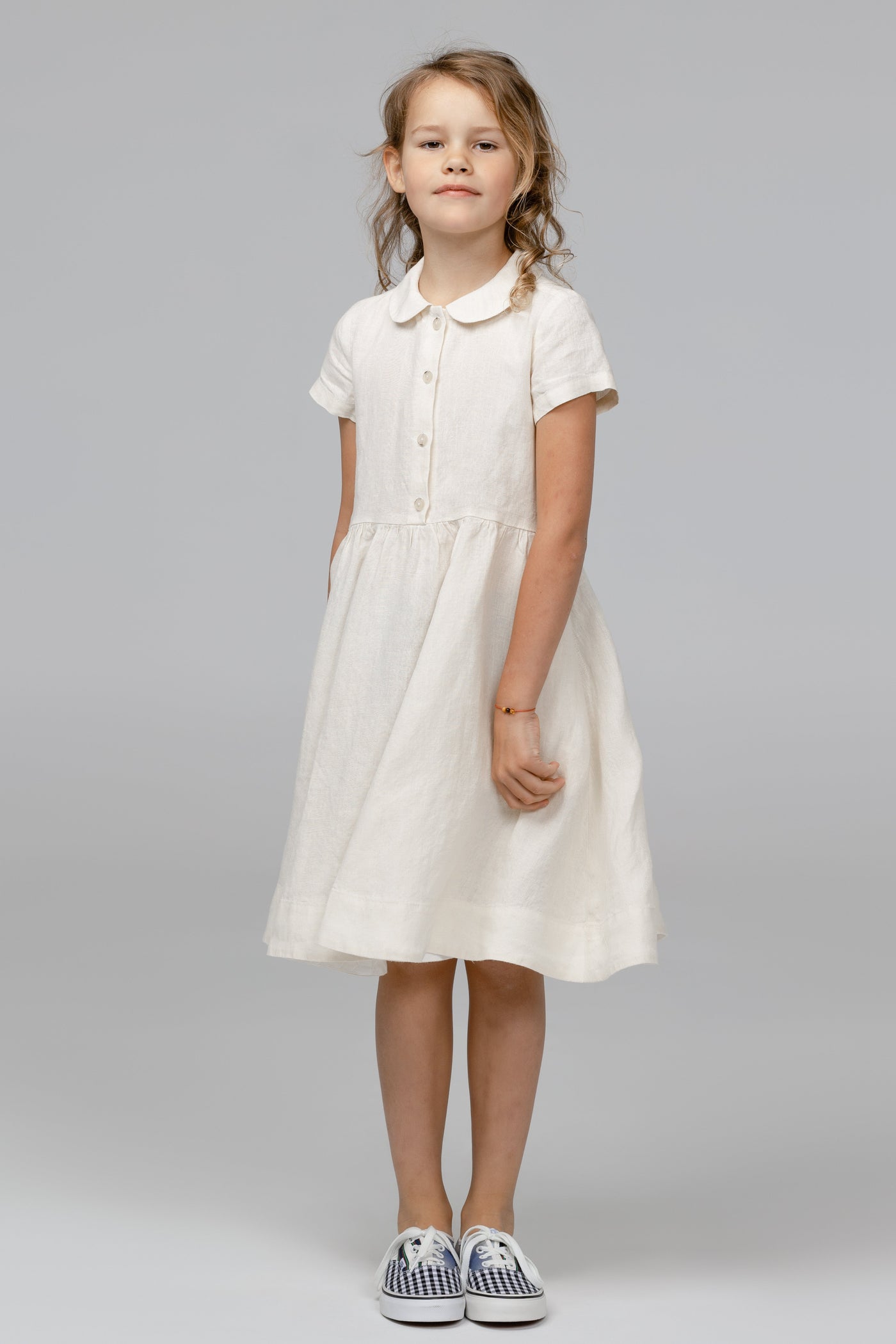 Mini Me Classic Dress, Short Sleeve, Milky White