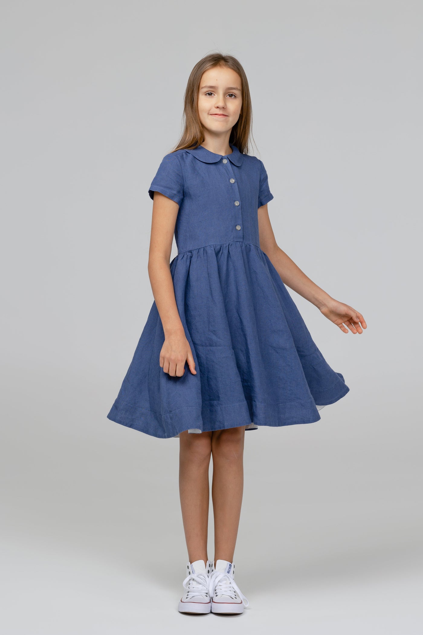 Mini Me Classic Dress, Short Sleeve, Moonlight Blue