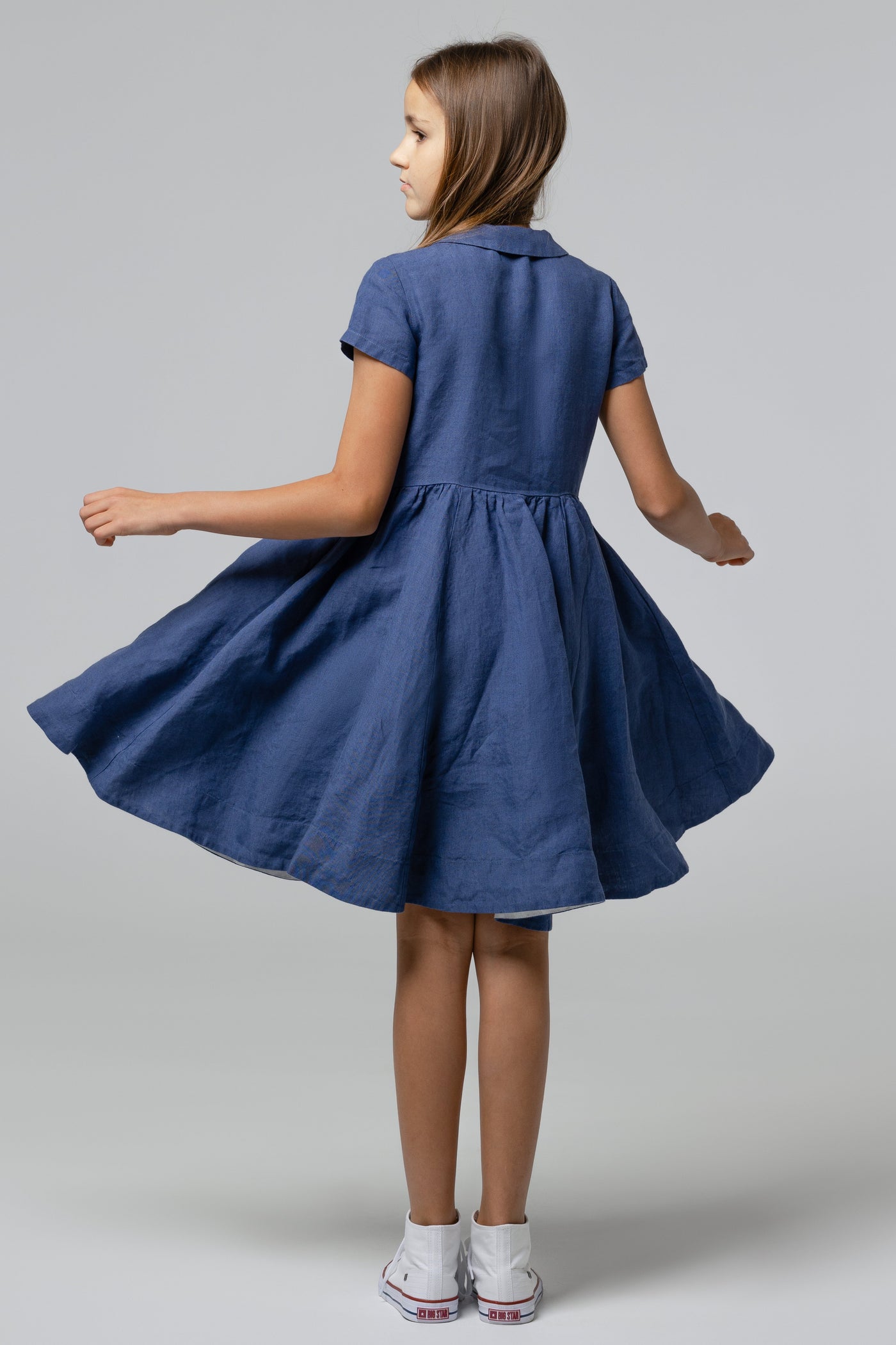 Mini Me Classic Dress, Short Sleeve, Moonlight Blue#color_moonlight-blue