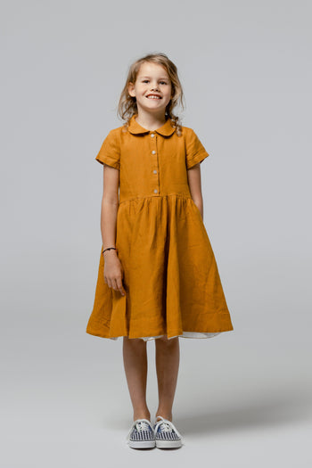 Mini Me Classic Dress, Short Sleeve, Marigold