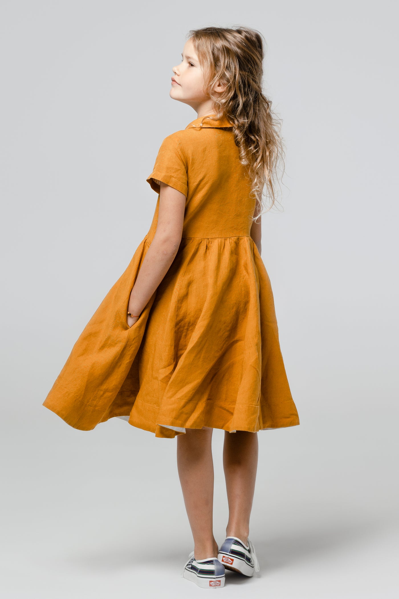 Mini Me Classic Dress, Short Sleeve, Marigold