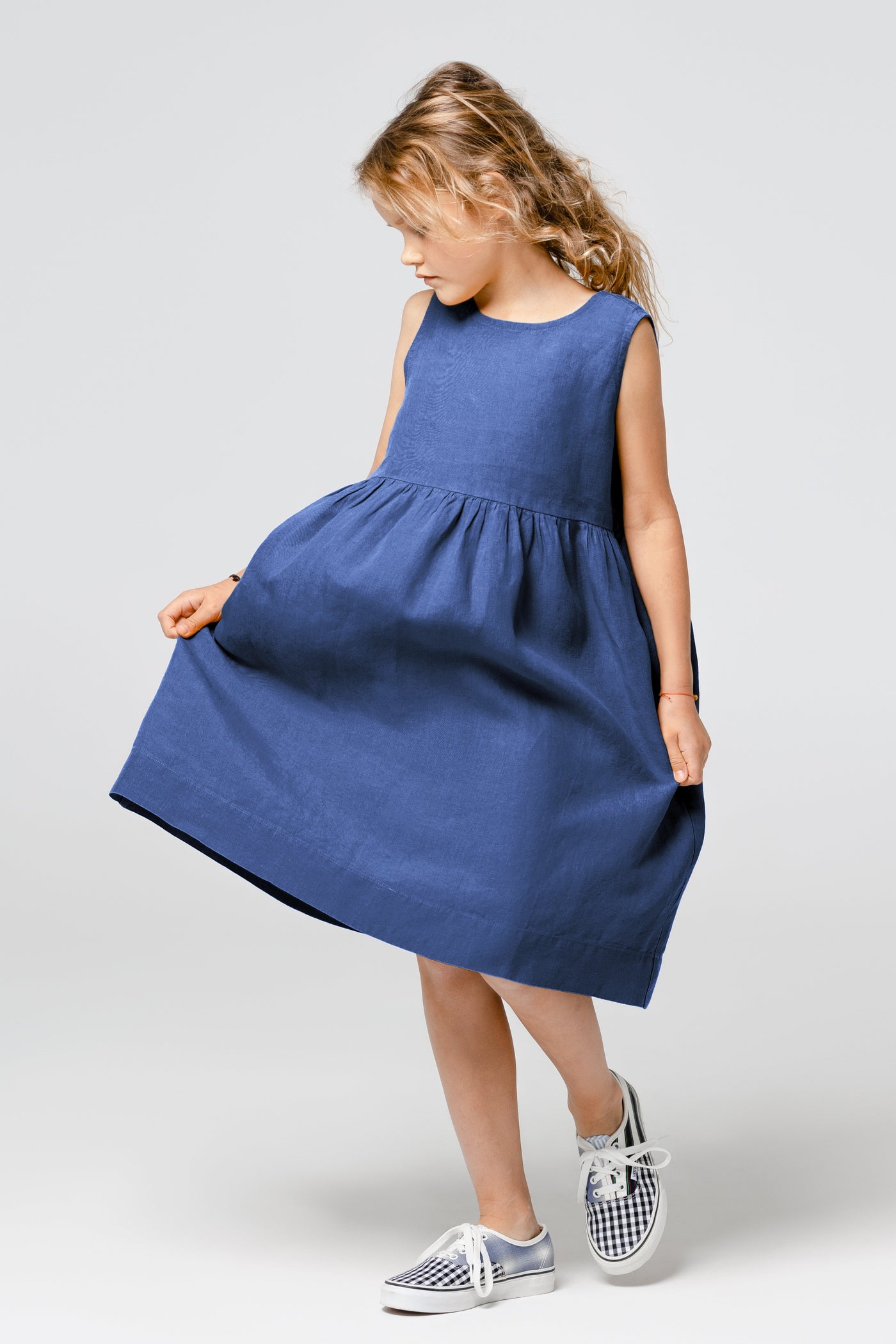 Mini Me Smock Dress, Sleeveless, Moonlight Blue#color_moonlight-blue