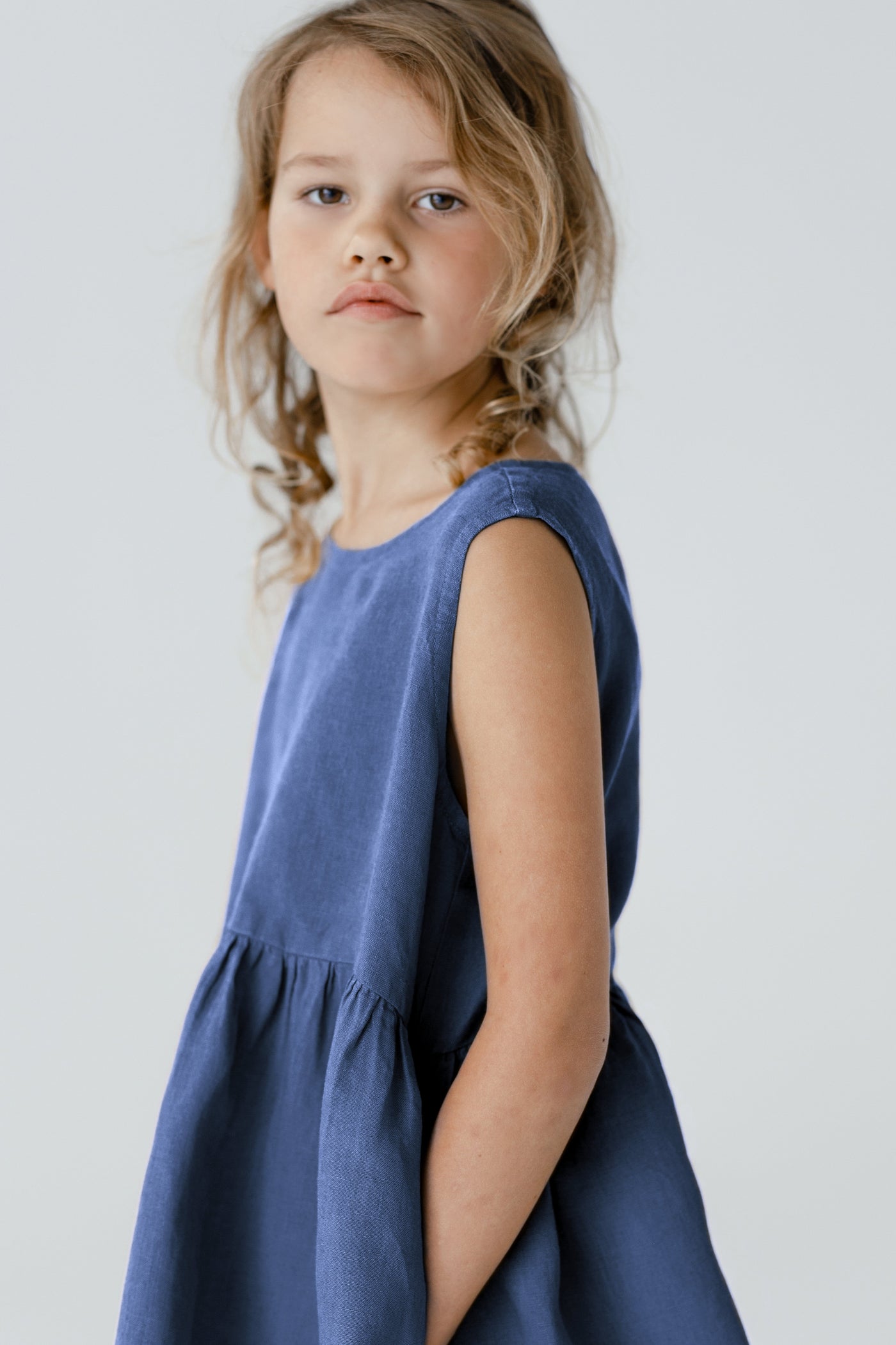 Mini Me Smock Dress, Sleeveless, Moonlight Blue#color_moonlight-blue