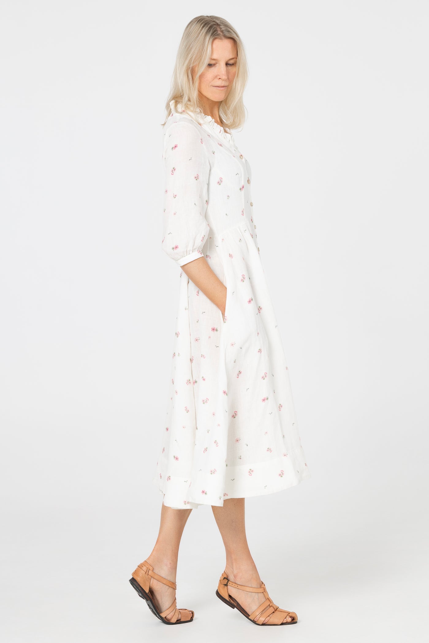 Ophelia Dress, 3/4 Sleeve, Apple Blossom