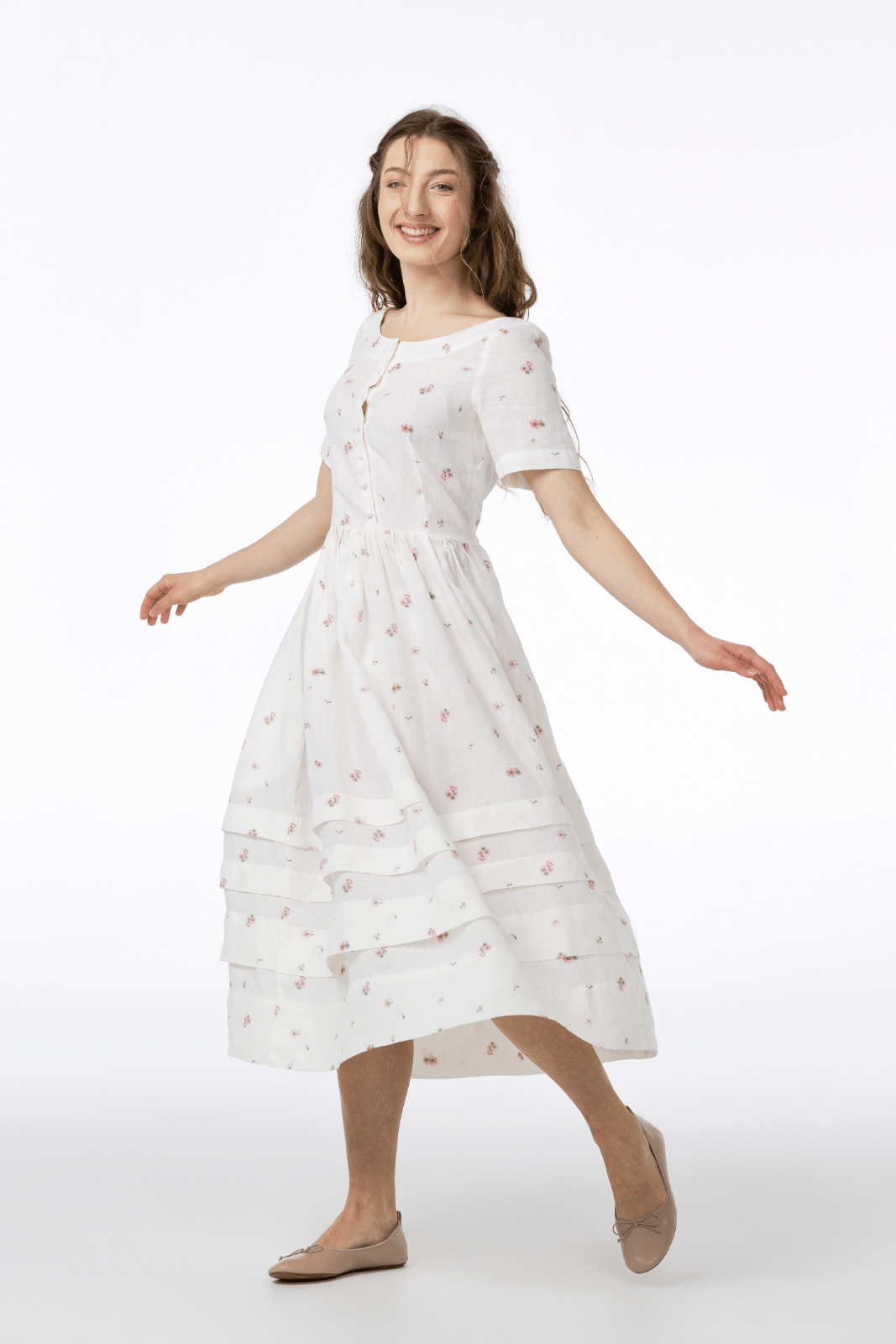 Eyre Dress, Short Sleeve, Apple Blossom