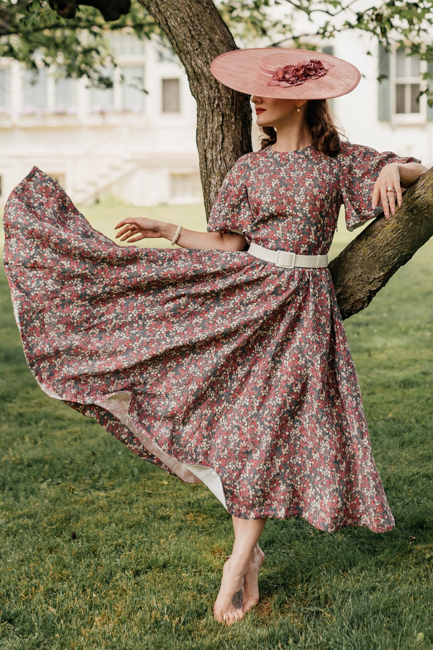 Butterfly Sleeve Dress, Short Sleeve, Ditsy Floral