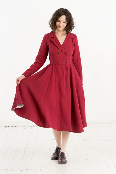 Enola Dress, Long Sleeve, Marsala Red
#color_marsala-red