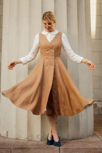 Rosa Dress, Sleeveless, Twill Linen, Walnut Herringbone
#color_walnut-herringbone