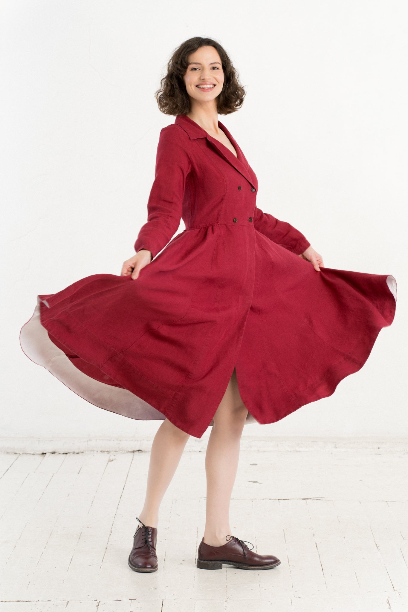 Enola Dress, Long Sleeve, Marsala Red
#color_marsala-red