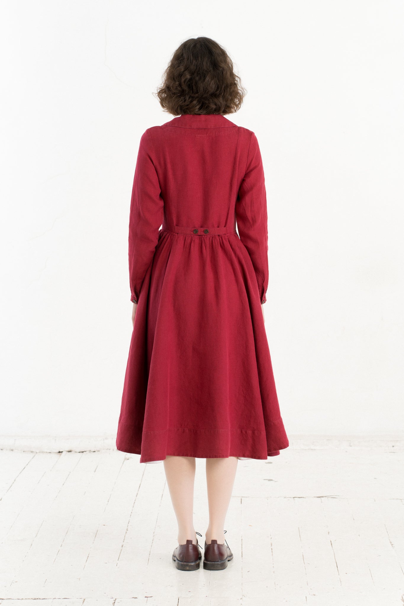 Enola Dress, Long Sleeve, Marsala Red
#color_marsala-red