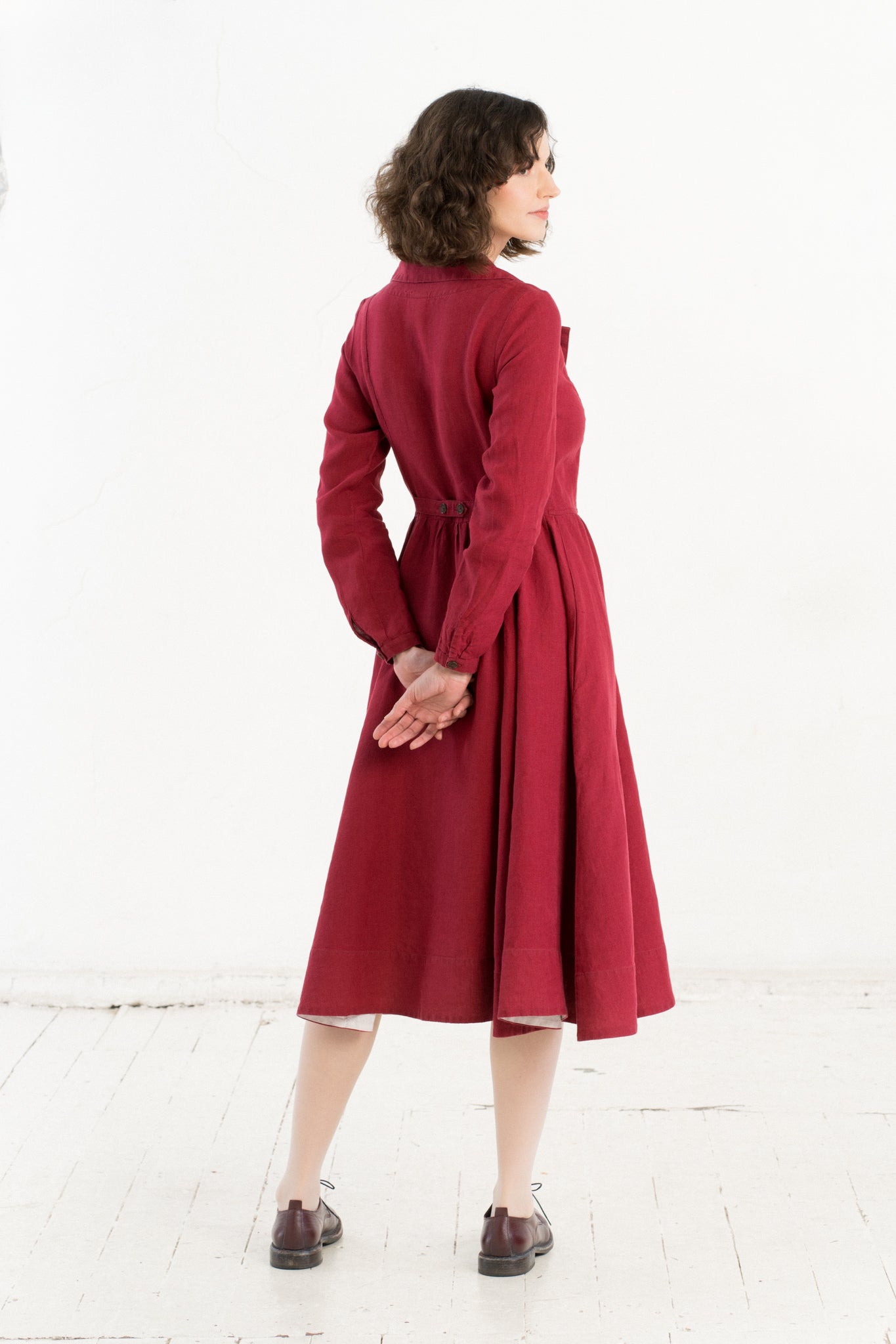 Enola Dress, Long Sleeve, Marsala Red
#color_marsala-red