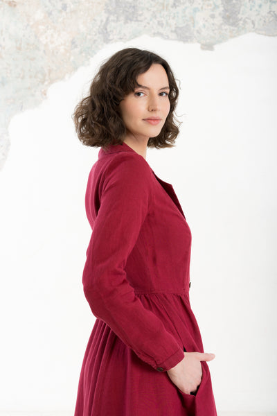 Enola Dress, Long Sleeve, Marsala Red
#color_marsala-red