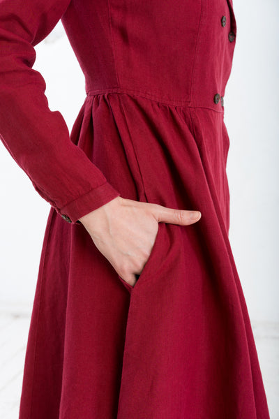 Enola Dress, Long Sleeve, Marsala Red
#color_marsala-red