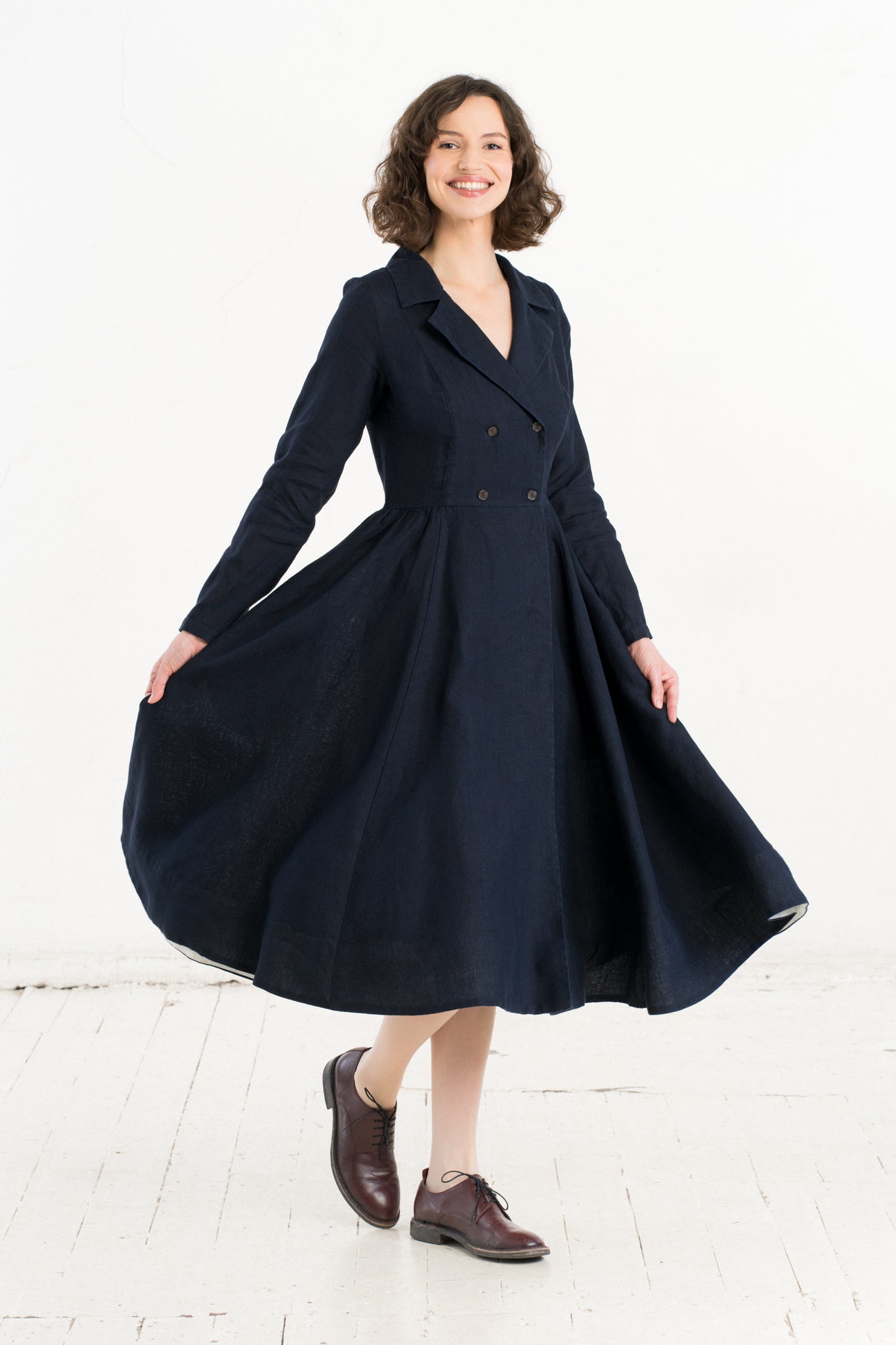 Enola Dress, Long Sleeve, Night Navy
#color_night-navy