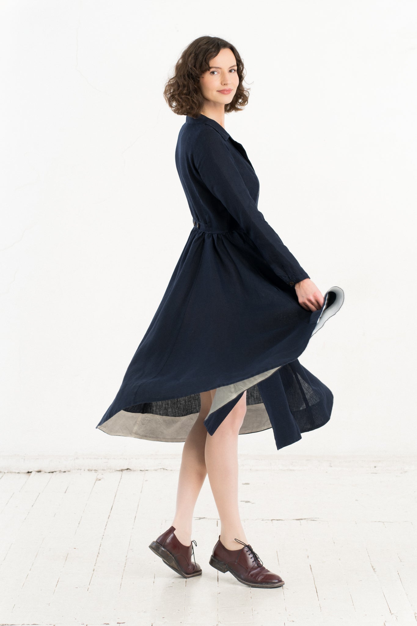 Enola Dress, Long Sleeve, Night Navy
#color_night-navy