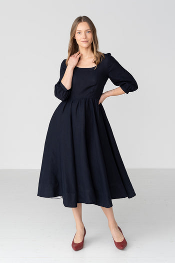 Carmen Dress, 3/4 Sleeve
#color_night-navy