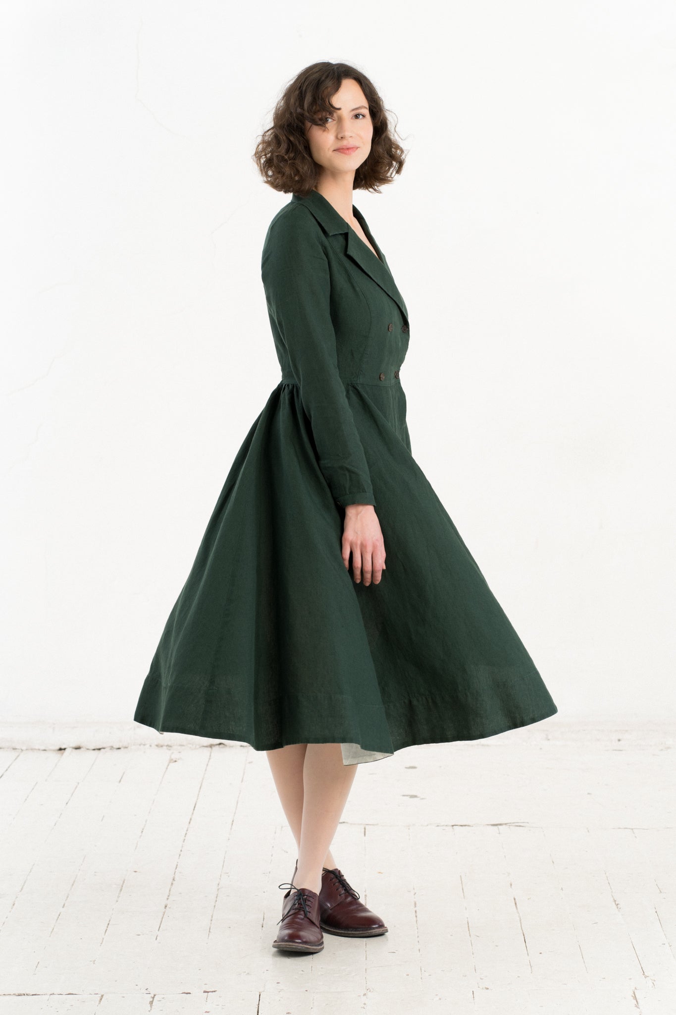 Enola Dress, Long Sleeve, Evergreen
#color_evergreen