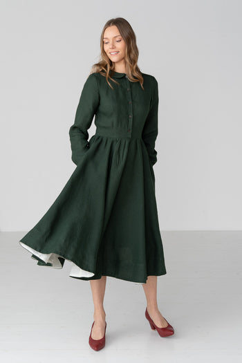 Classic Dress, Long Sleeve, Evergreen#color_evergreen