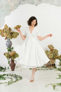 Wrap – Linen Wrap Dress with Short Sleeves