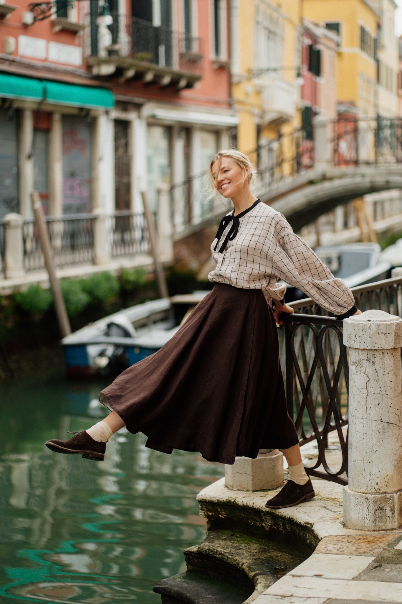 Wrap Skirt, Twill Linen, Espresso Brown