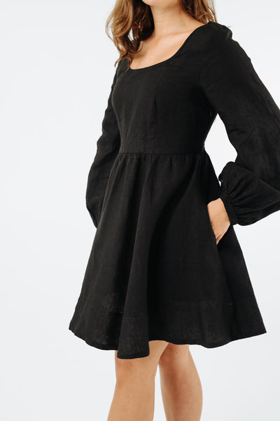 Mini Carmen Dress, Long Sleeve#color_black-pansy