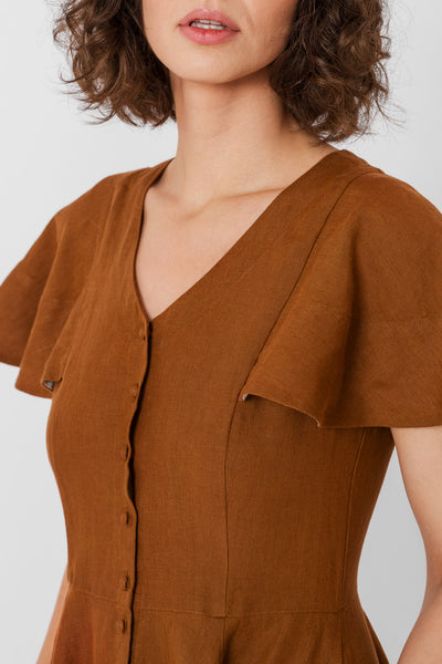 Cordelia Dress, Butterfly Sleeve
#color_warm-brown