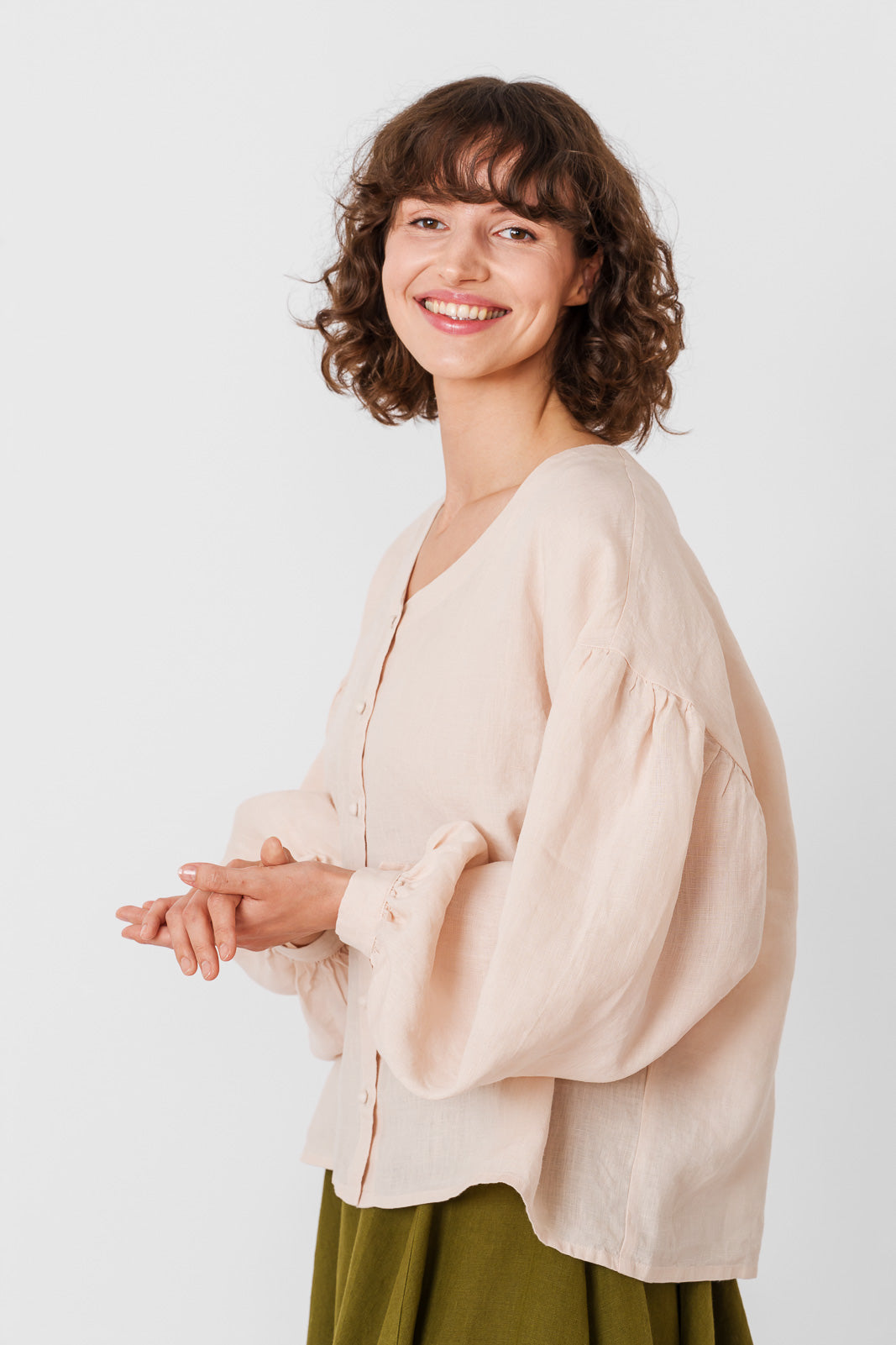 Pemberly Blouse, Long Sleeve, Seashell White