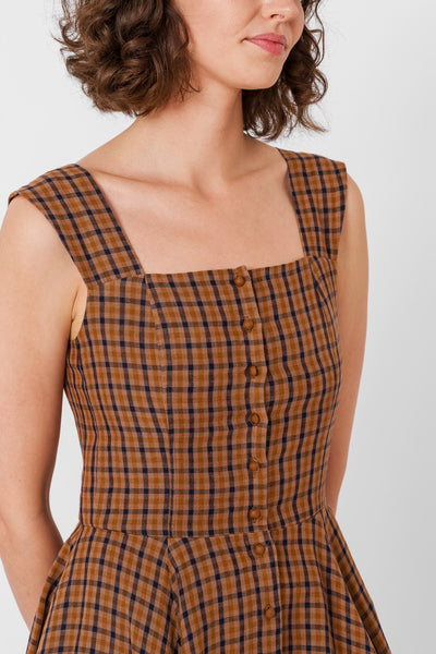 Underhill  Dress, Sleeveless
#color_brown-tartan