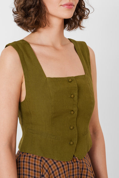 Second Breakfast Vest, Sleeveless
#color_rosemary-green